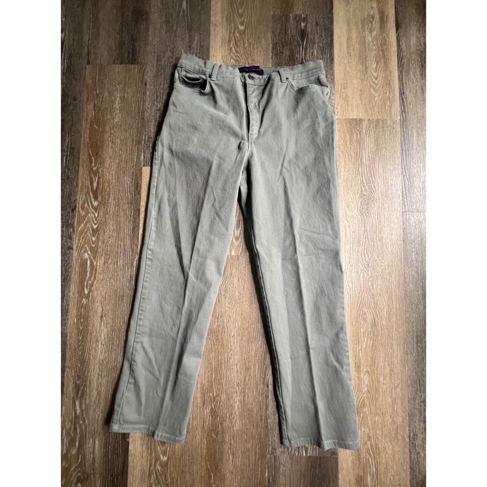Gloria Vanderbilt Amanda Jeans Women 14 Green Excellent High Rise Tapered Leg